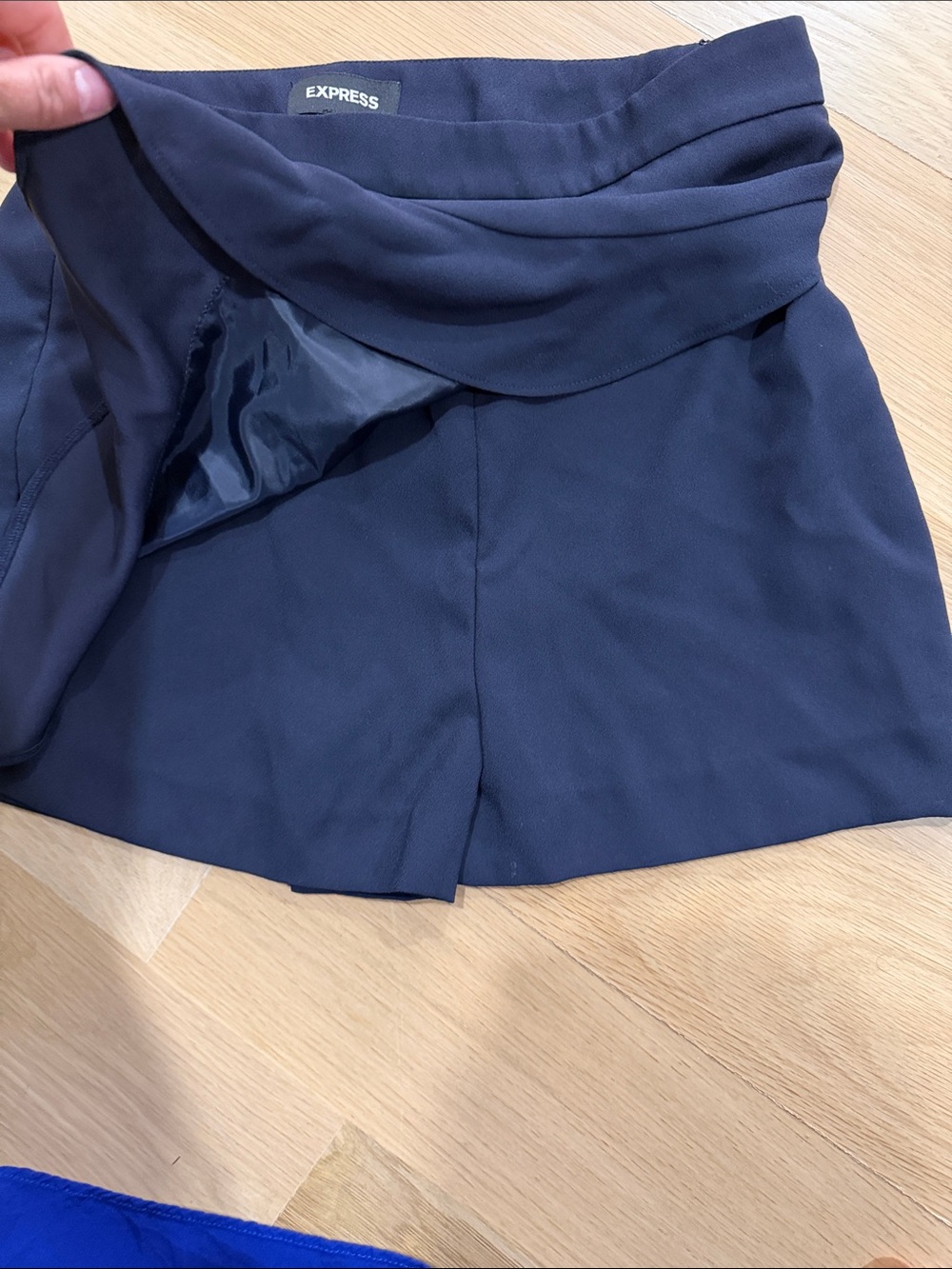 Express Navy Ruffle-Trim Mini Skort - Picture 3 of 4